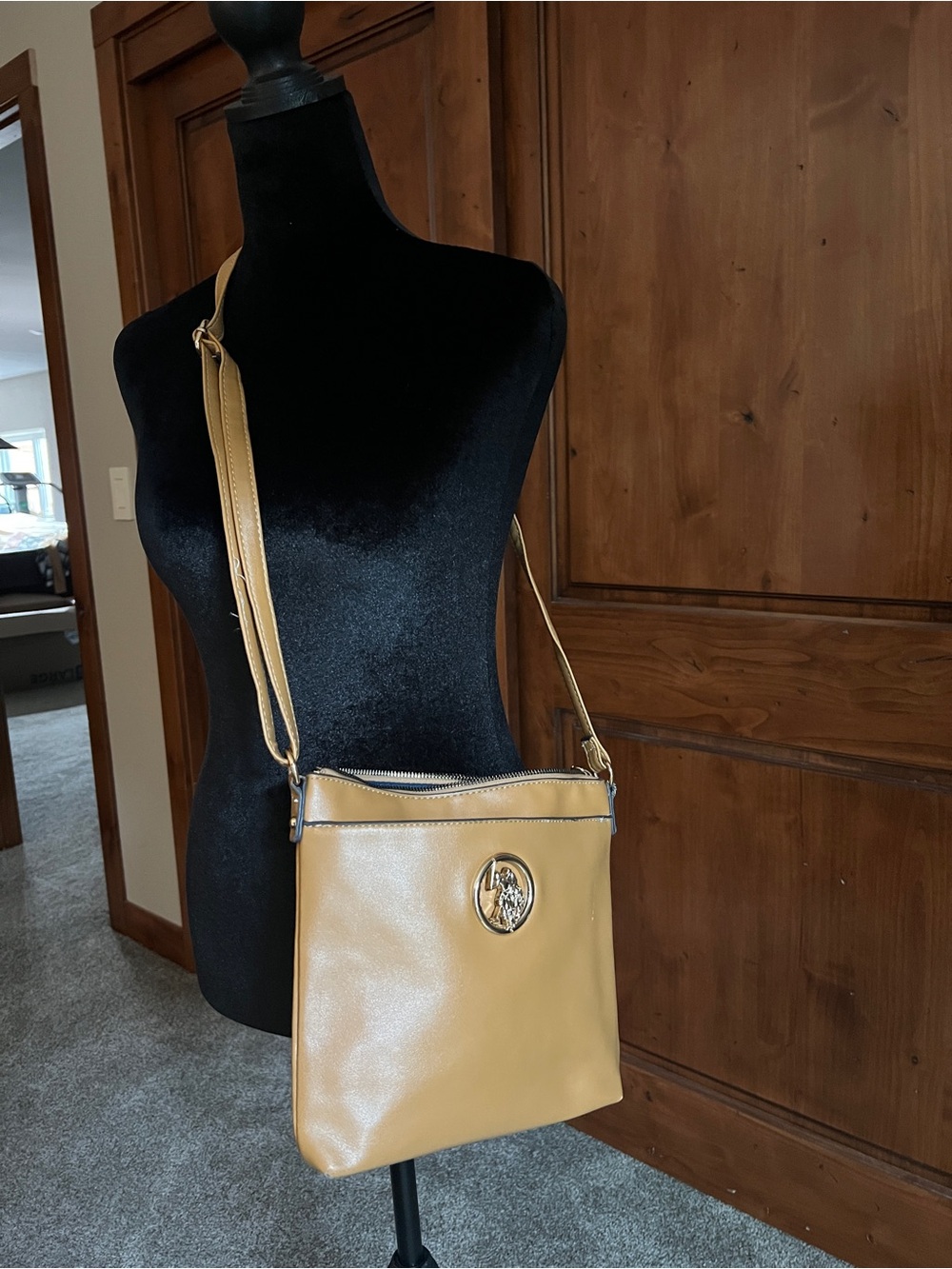 U.S. Polo Assn. Tan Crossbody Bag with Medallion Logo